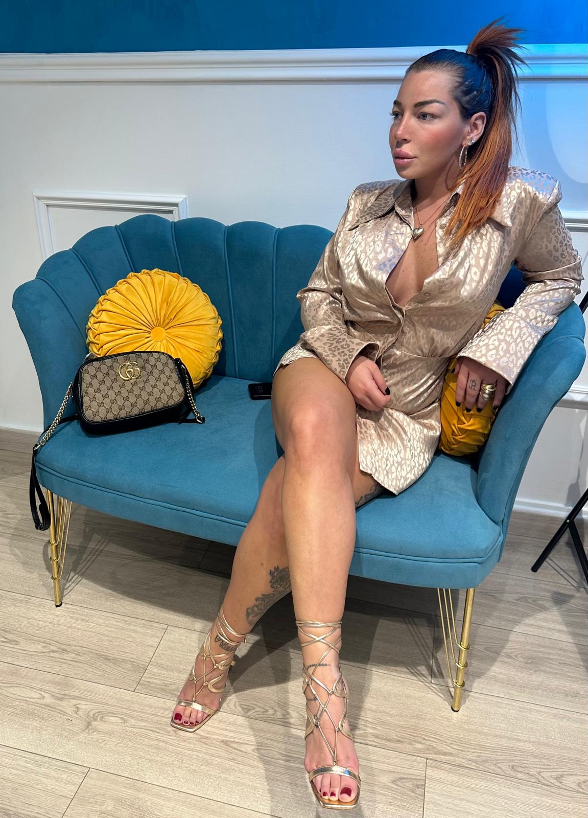 Abito camicia beige