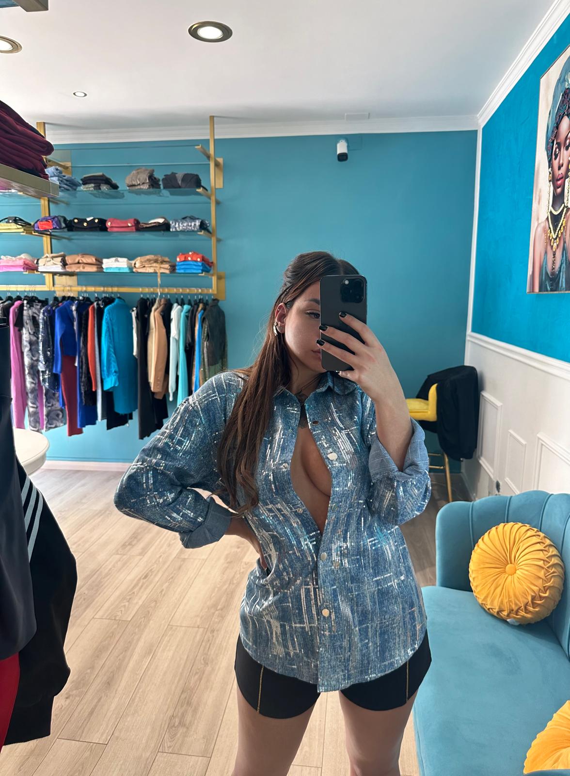 Camicia jeans paillettes